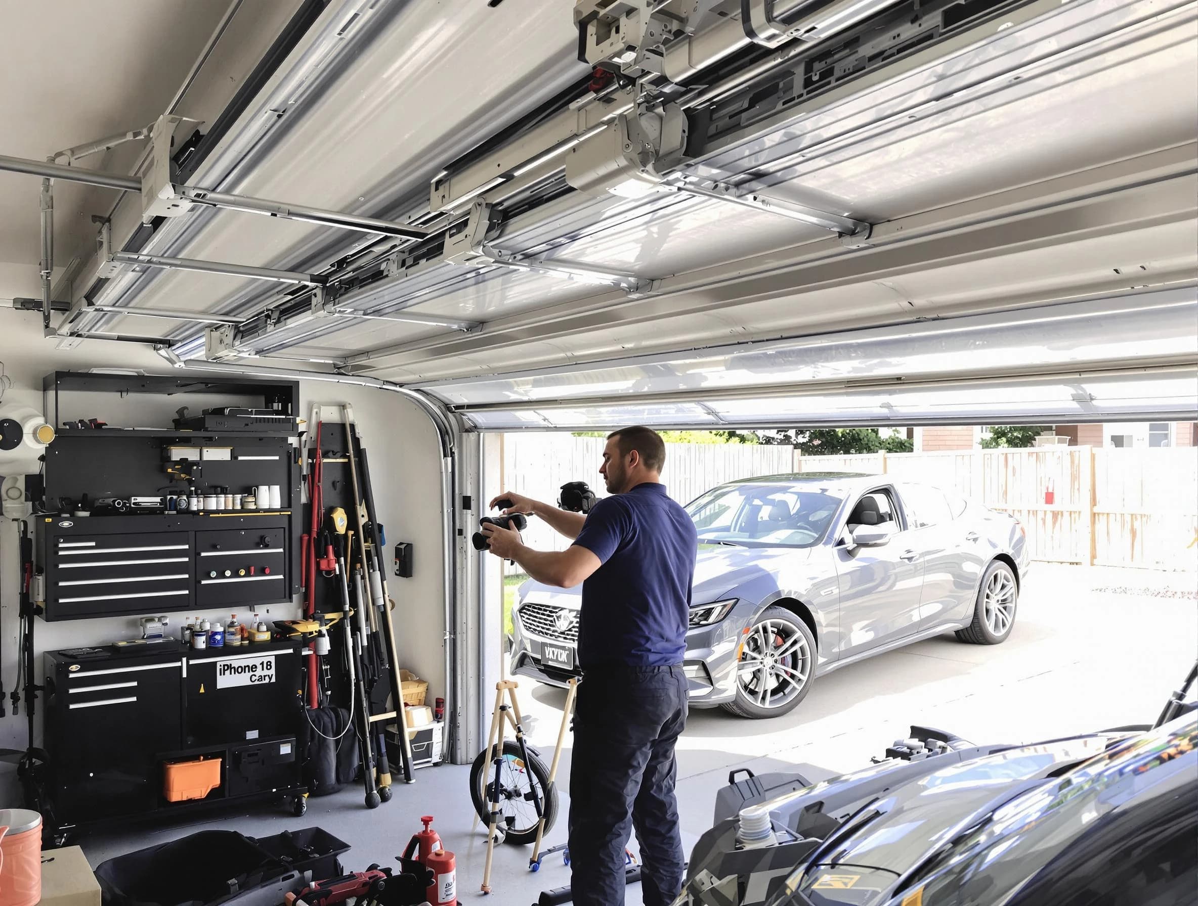 New River Garage Door Repair technician fixing noisy garage door in New River