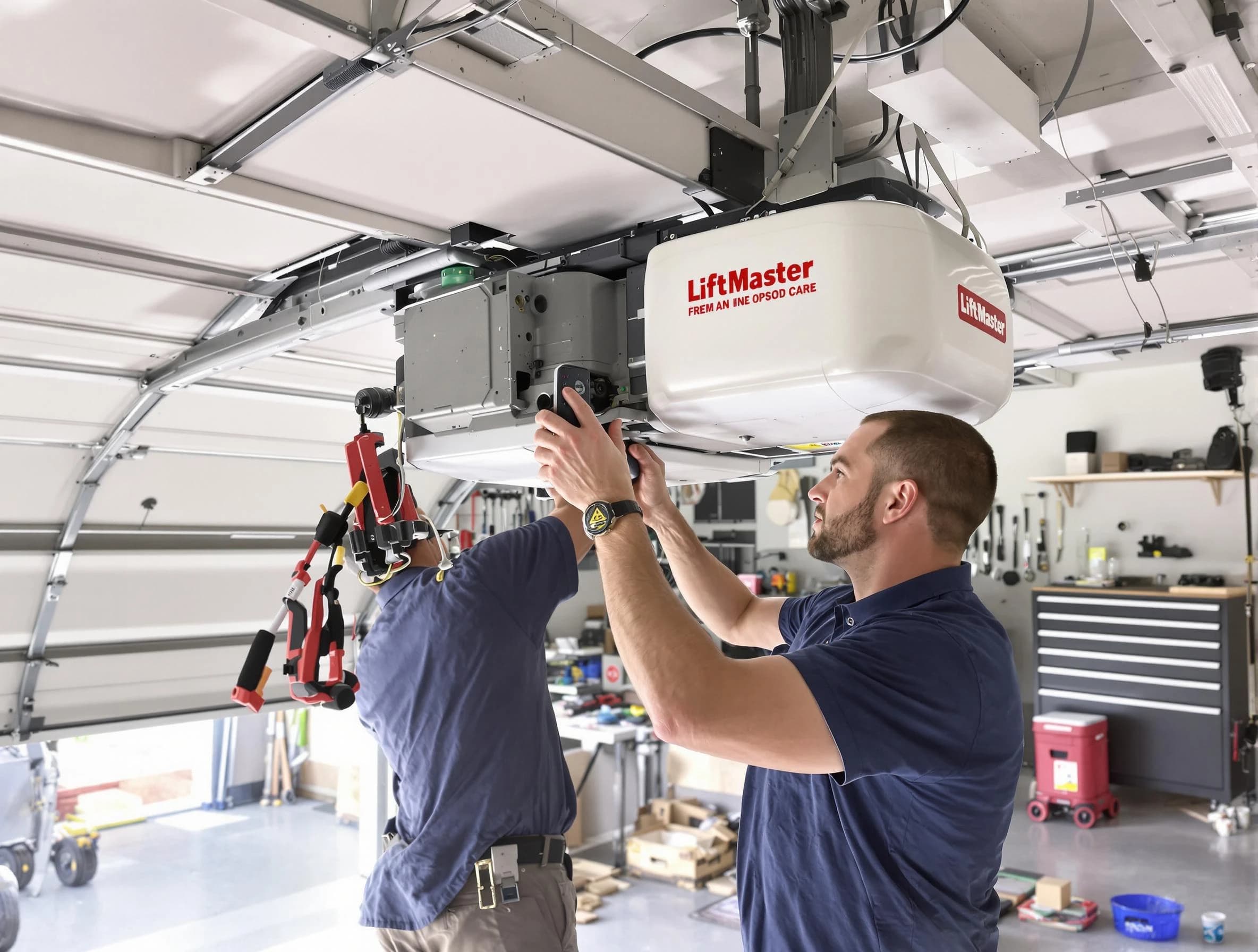 New River Garage Door Repair technician performing advanced diagnostics on garage opener in New River