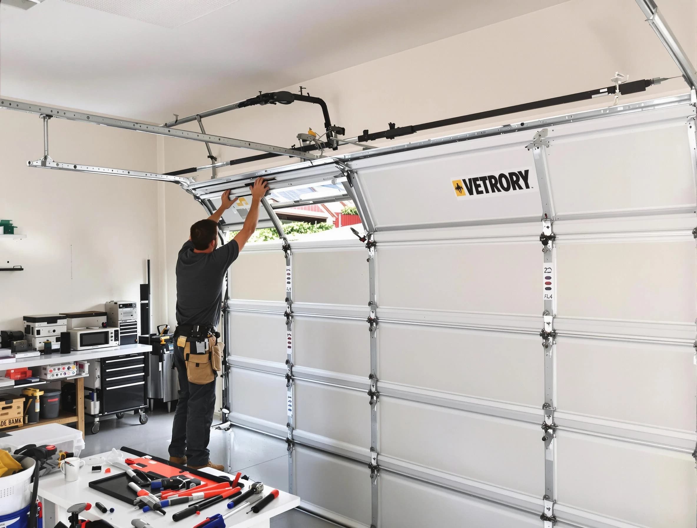 New River Garage Door Repair technician performing section replacement in New River